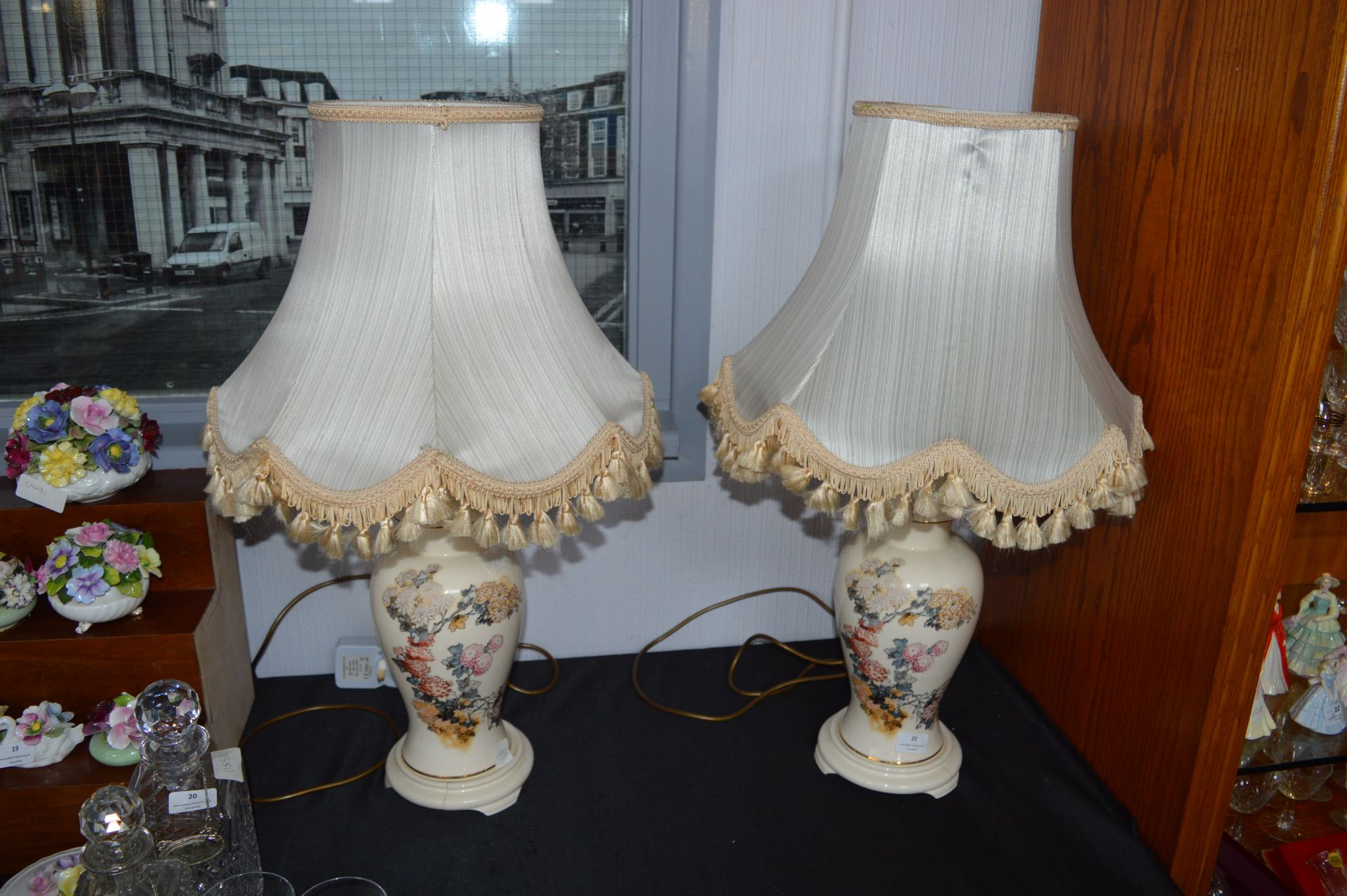Pair of Decorative Floral Lamps (AF)
