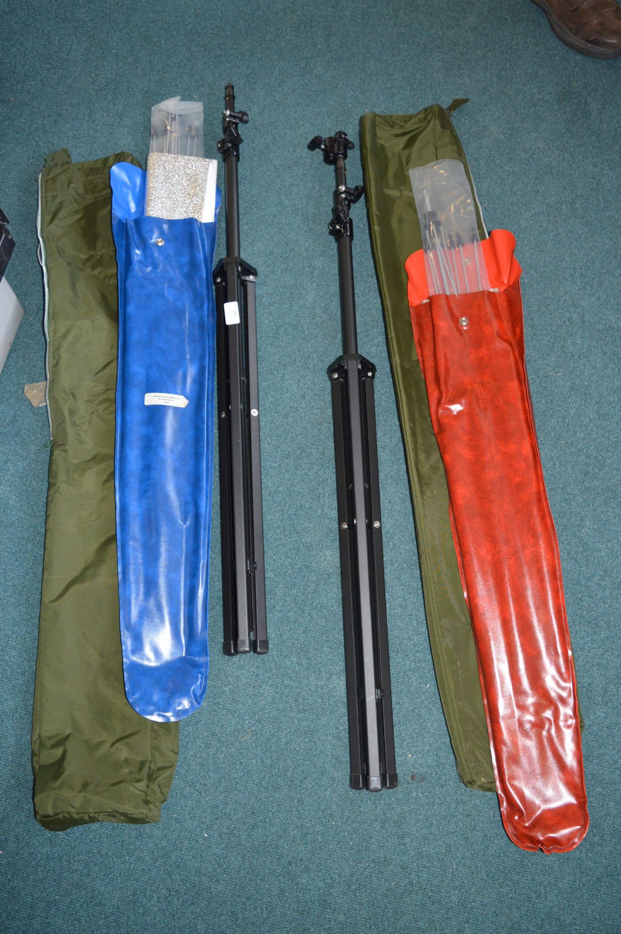 Two Light Reflector Umbrellas and Stands with Case