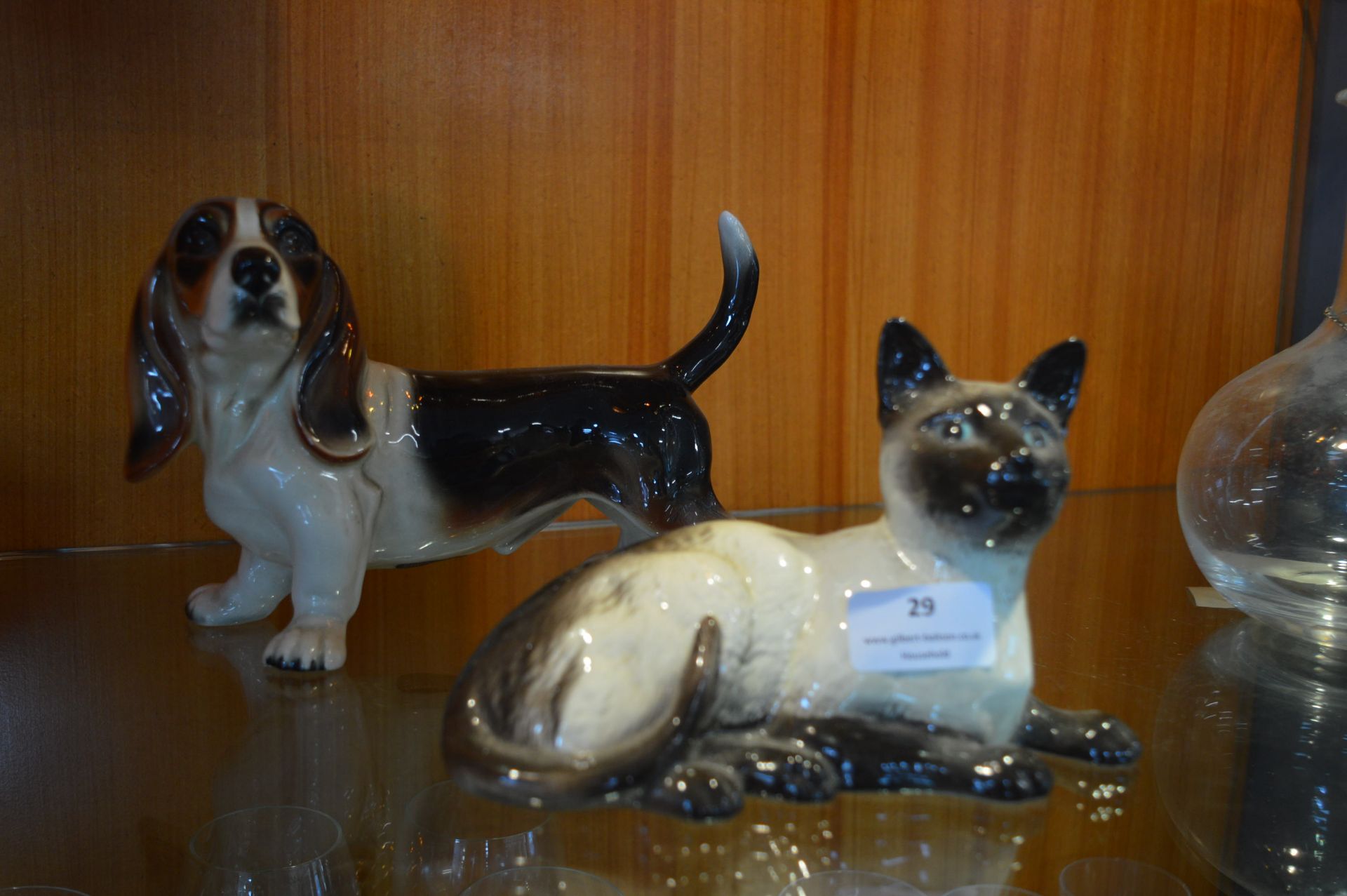 Beswick Siamese Cat and a Bassett Hound