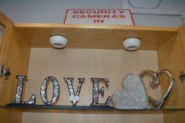 Love Sign plus Two Heart Shaped Ornaments