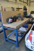 *8ft Workbench 140x250x70cm with Upstand to Rear, Undershelf, and Fitted with Record 84 Quick