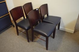 *Five Darkwood & Blue Leather Chairs