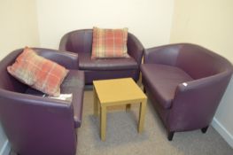 *Three Purple Two Seat Sofas (AF) and an Occasional Table