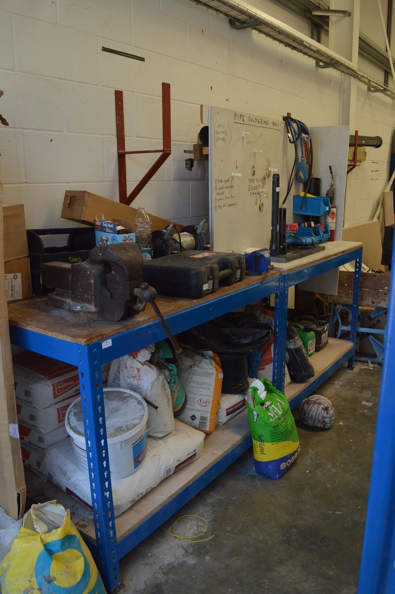 *Two Bays of Boltless Workbench with Heavy Duty Quick Release 6” Vice, and a Irwin Record 4” Vice