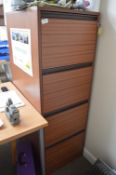*Four Drawer Foolscap Filing Cabinet in Mahogany Finish