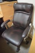 *Contemporary Style Gas-Lift Office Chair in Dark Brown Leather