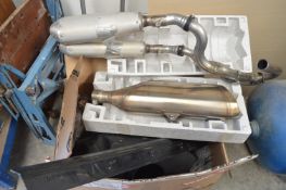 *Box of Various Car and Motorcycle Spare Parts; Exhausts, Air Boxes, etc.