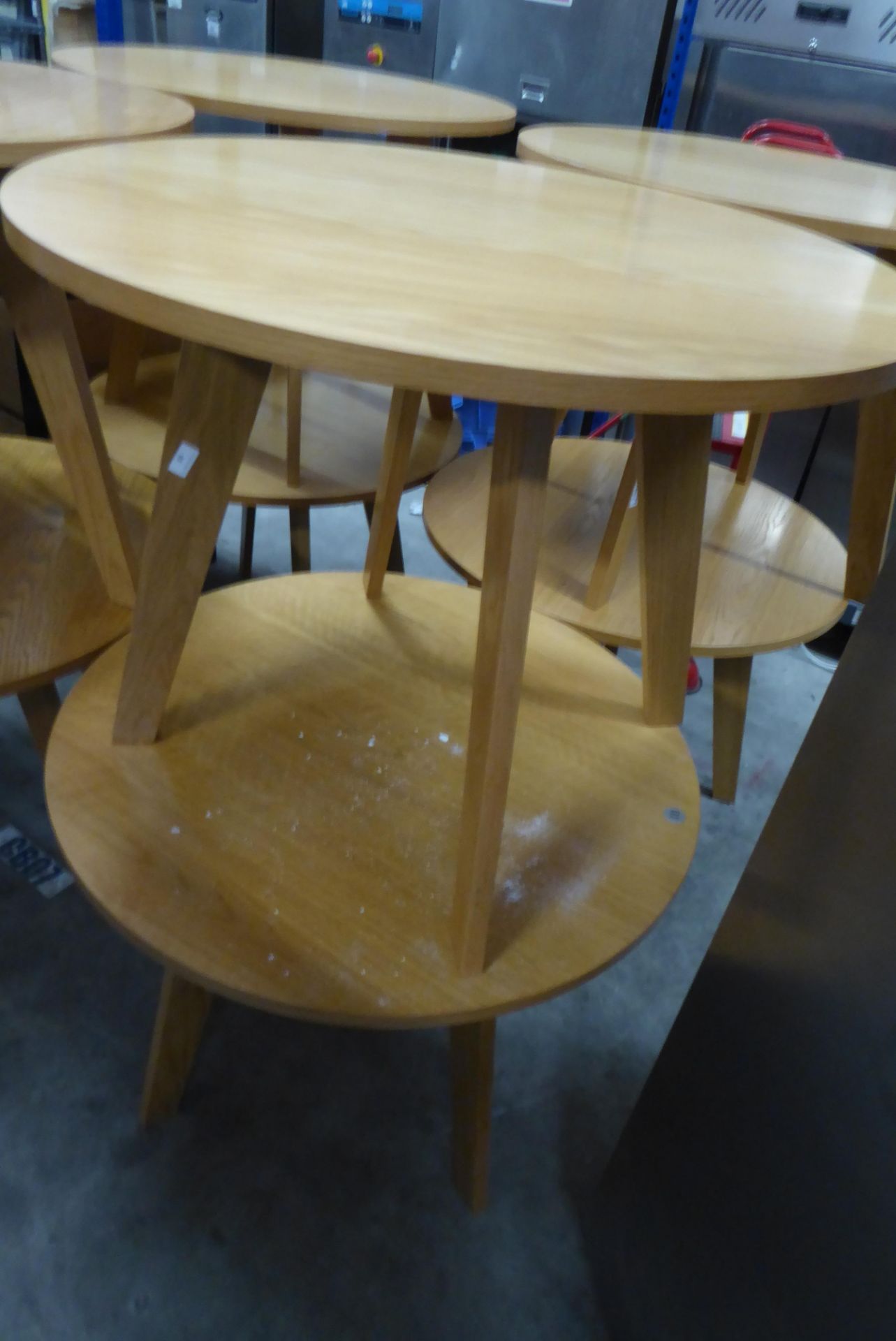 * 2 x heavy wooden tables - 950 diameter - Image 2 of 2