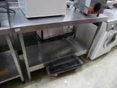 * S/S prepbech with upstand and undershelf. 1200w x 650d x 900h