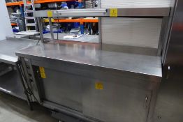 * hot cupboard with heated gantry shelf with tab grab. 1600w x 700d x 1400h