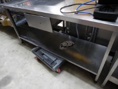 * S/S prepbench with undershelf and drawer. 1800w x 600d x 880h