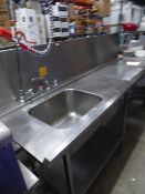 * large S/S right hand feed table - with sink and spray hose and bin chute. 2250w x 800d