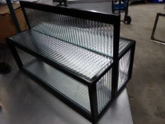 * Metal frame with glass display shelf - double sided. 480w x 250d x 300h