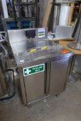 * S/S cupboard with slide out shelf and built in sockets. 700w x 760d x 1100h