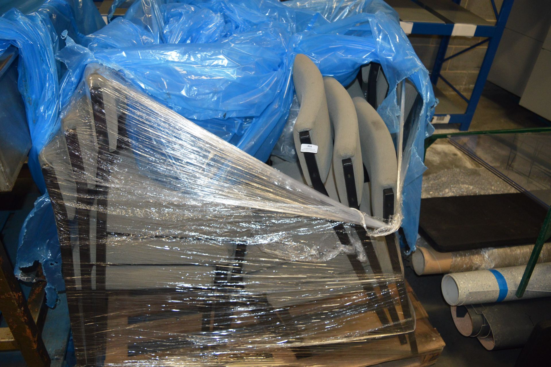 *Pallet Containing Twelve Stackable Chairs in Grey Upholstery
