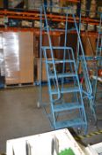 *Set of Blue Tubular Steel Five Tread Mobile Warehouse Steps