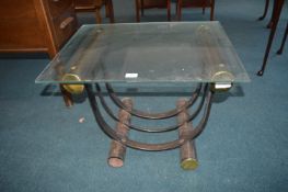 Glass Topped Coffee Table with Metal Base
