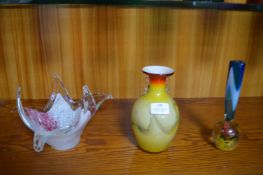 Three Studio Glass Vases and Bowls