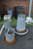 Three Galvanised Poultry Feeders