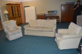 Three Piece Suite in Oatmeal Upholstery