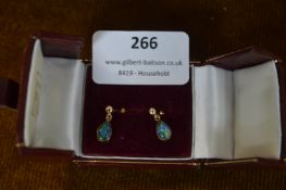 Pair of 9k Gold Opal Drop Earrings