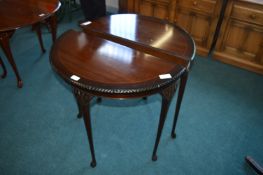 Pair of Reproduction Mahogany Half Moon Tables