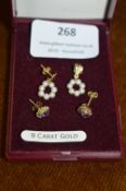 Two Pairs of 9k Gold Earrings