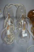 Six Clear Glass Pendant Lamps (two require fitting