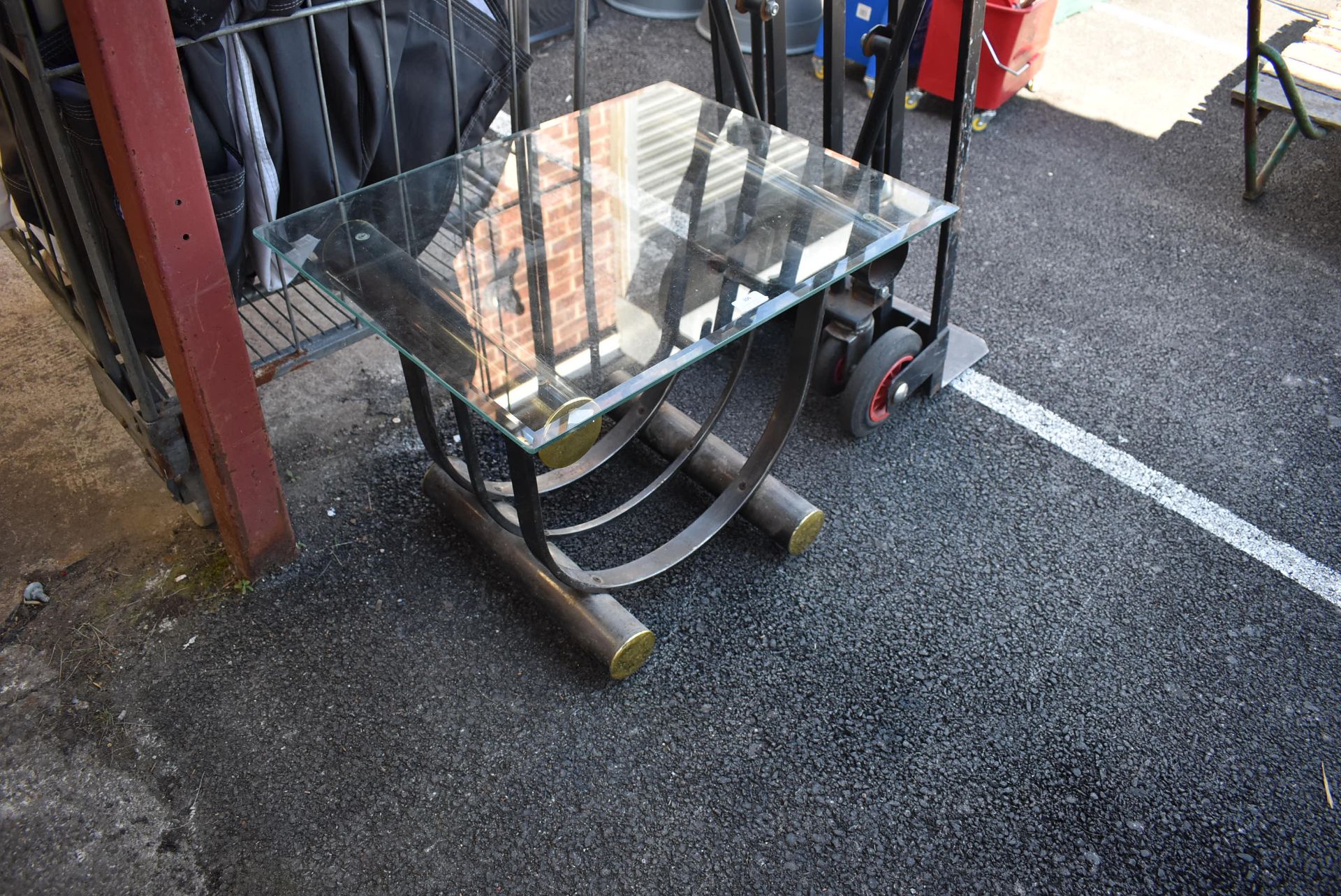 Metal Framed Glass Topped Coffee Table