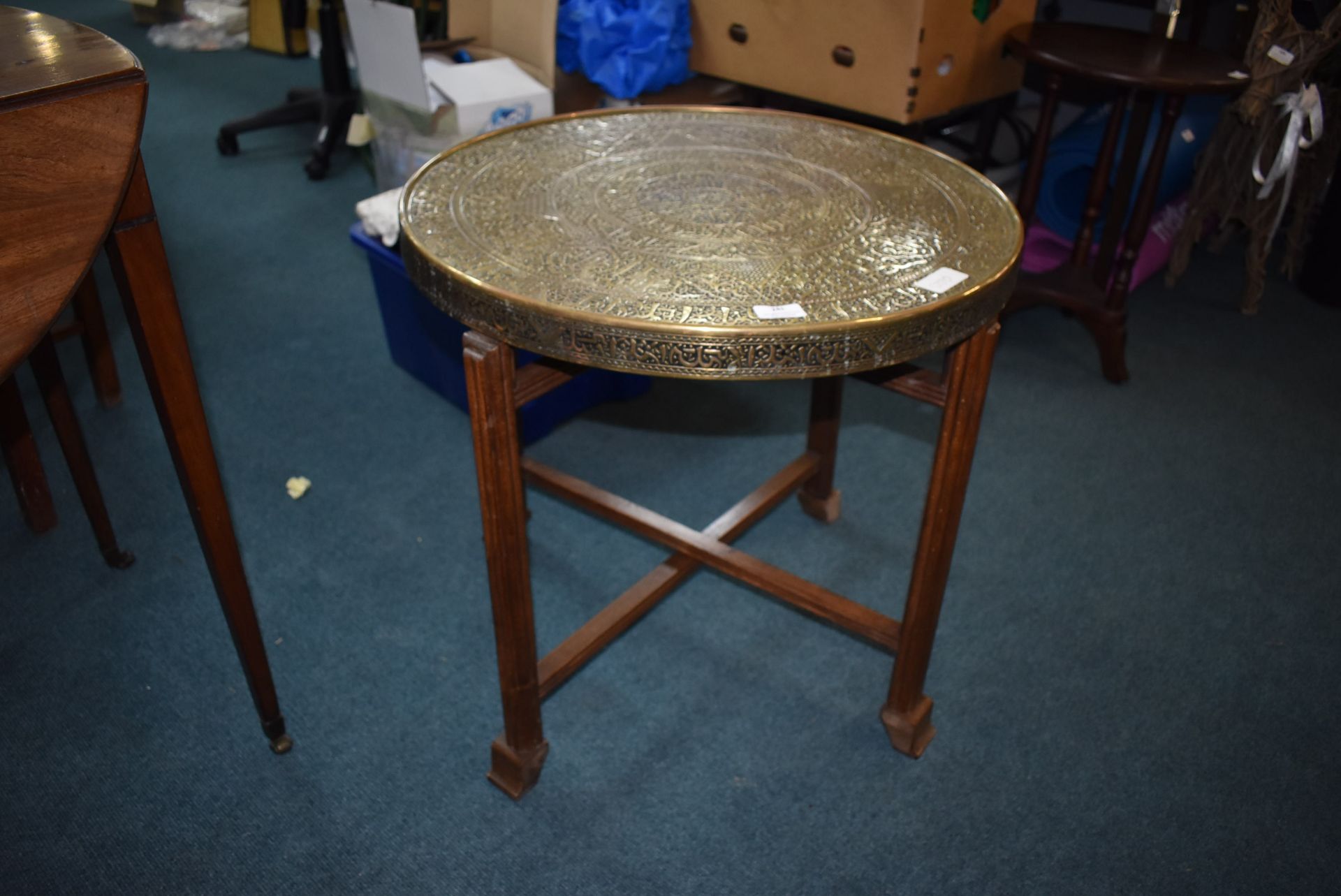 Eastern Brass Topped Folding Occasional Table