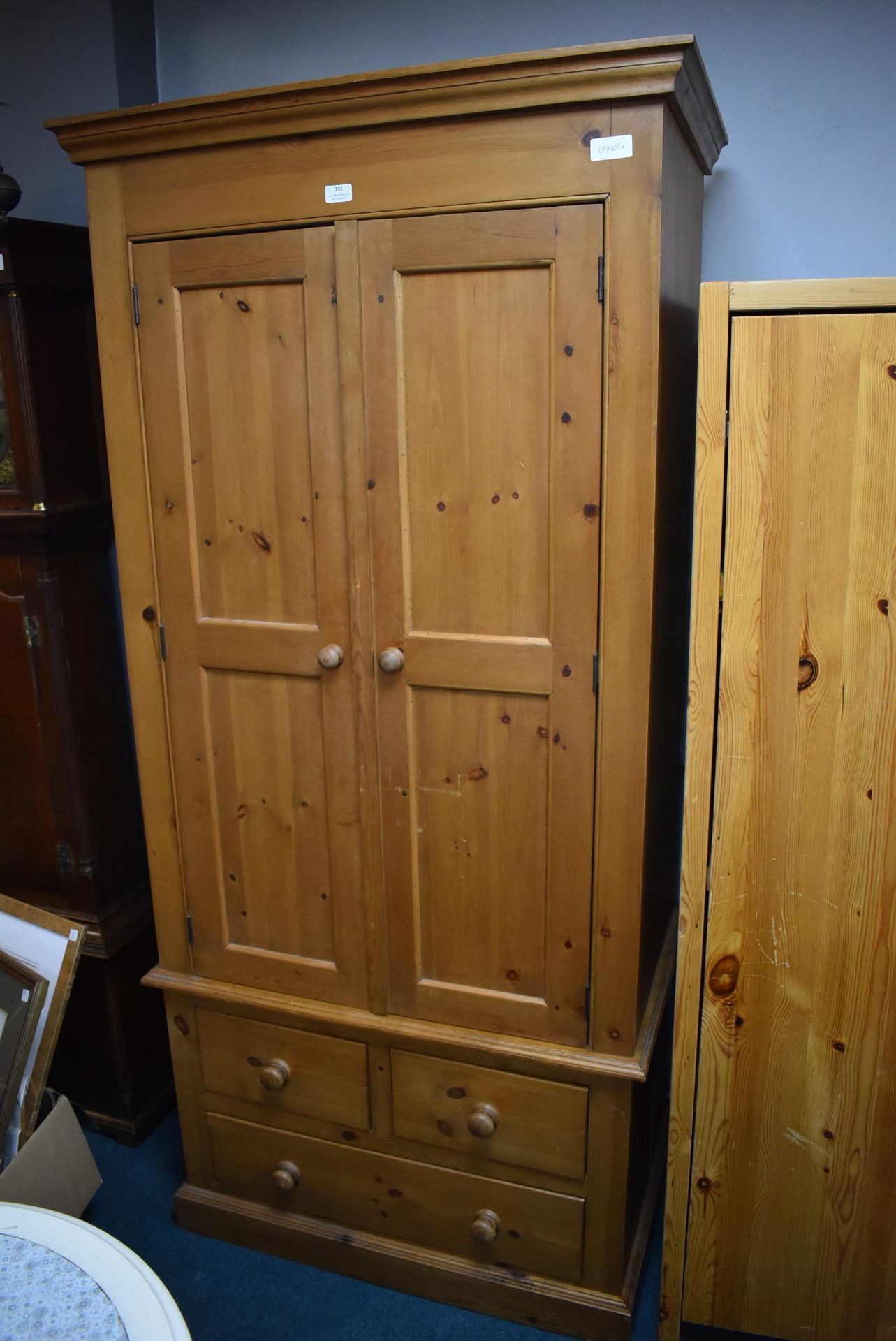 Solid Pine Double Wardrobe with Drawers