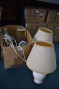 Pair of Table Lamps, plus Pottery Planters, etc.