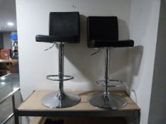 *Pair of Black & Chrome Gas-Lift Barstools