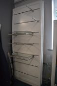 *White Shop Display Wall Panel with Glass Shelving and Steel Fittings