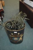 *Antique Style Waste Bin with Artificial Foliage