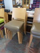 *Four Lightwood Dining Chairs with Brown Leather Seats