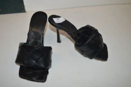 *Black Leather Heeled Sandals Size: 35 (ex-demo)