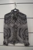 *Alexander McQueen Italian Silk Grey Top with Skull Design Size: 42