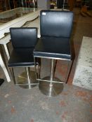 *Black & Chrome Gas-Lift Stool with Footrest
