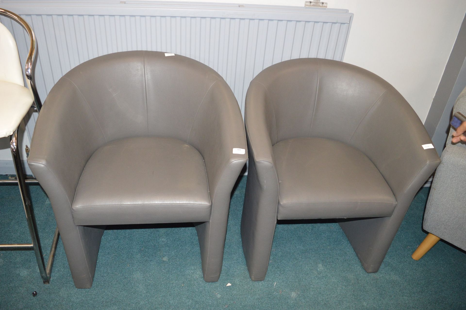 *Pair of Grey Tub Chairs