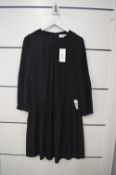 *Cefinn Drop Waist Blouson Sleave Dress 100% Silk (black) Size: 10 RRP: £390