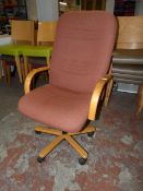 *Executive Office Chair in Lightwood and Red Fabric