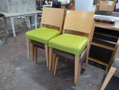 *Six Lightwood Dining Chairs with Upholstered Seats