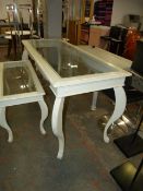 *Glass Topped Table on Wooden Bow Legs 185x75x90cm