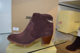 *Zadig & Voltaire Molly Suede Plus Wild Wing Plum Ankle Boots Size: 41 RRP: £363