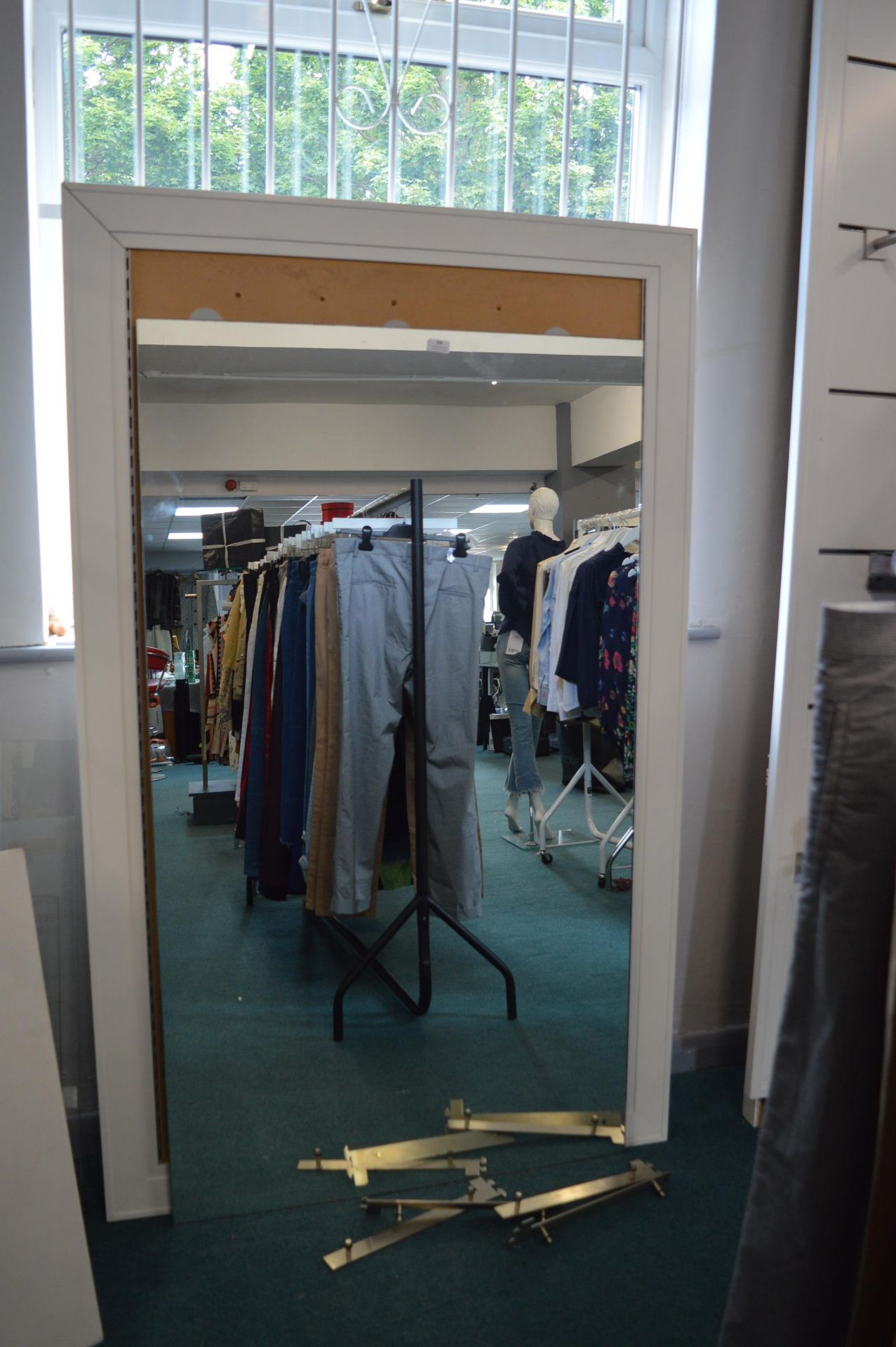 *Large Shop Display Mirror with Four Metal Shelf Brackets (requires attention)
