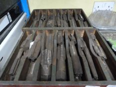 *Two Antique Wooden Trays of Various Machine Taps