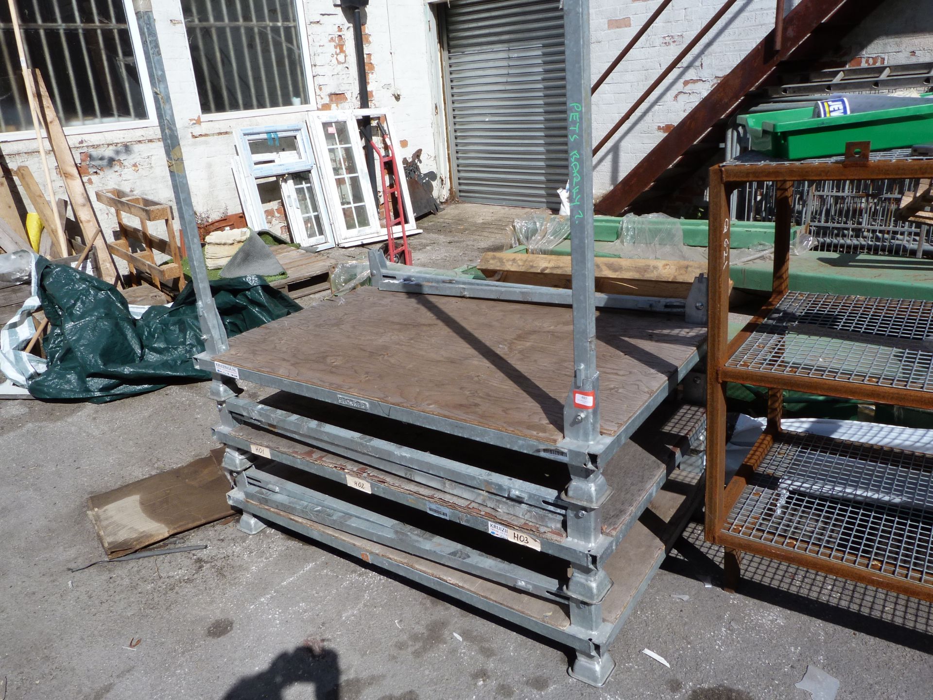 *Three Galvanised Steel Collapsible Stacking Stillages