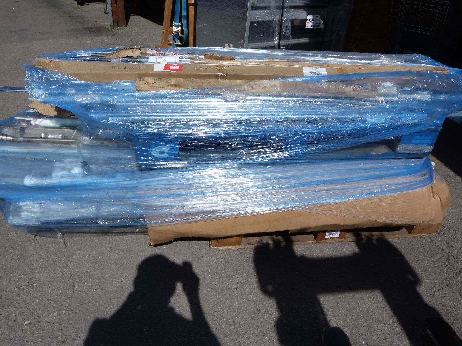 *Pallet of Assorted Curtain Rails, Chrome Hanging