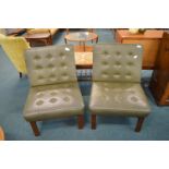 Pair of Retro Bottle Green Faux Leather Chairs